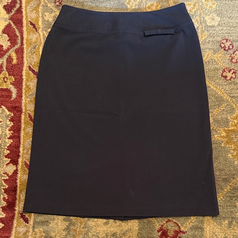 George Black Pencil Skirt with Bow Accent